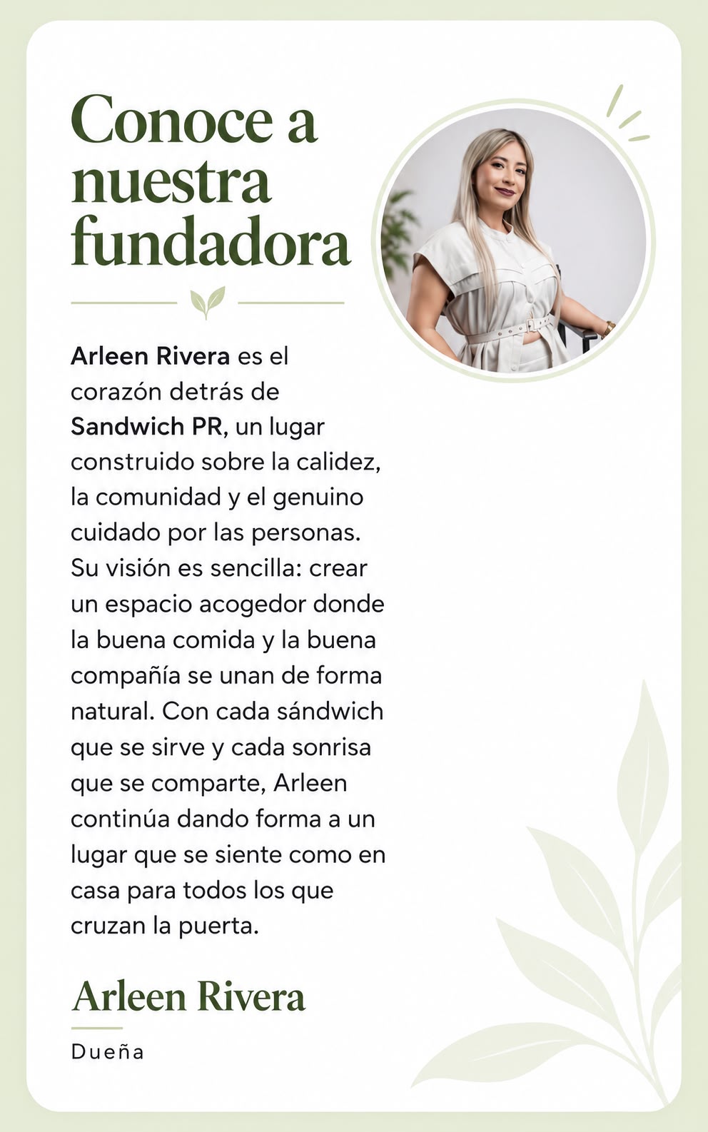 Arleen Rivera, fundadora y dueña de Sandwich PR